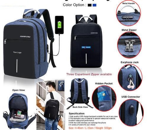 Anti Theft USB Charge Laptop Bag 