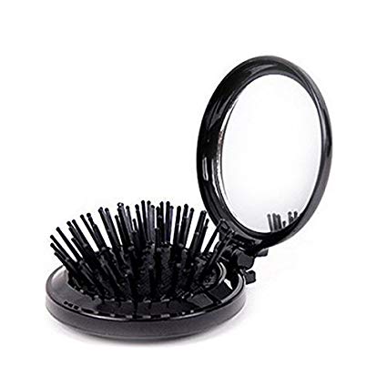 Hair Brush With Mirror - Round