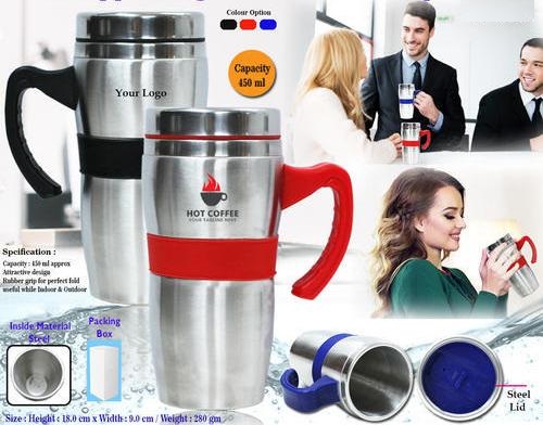 Steel Sipper Mug With Handle & Grip - 450ml