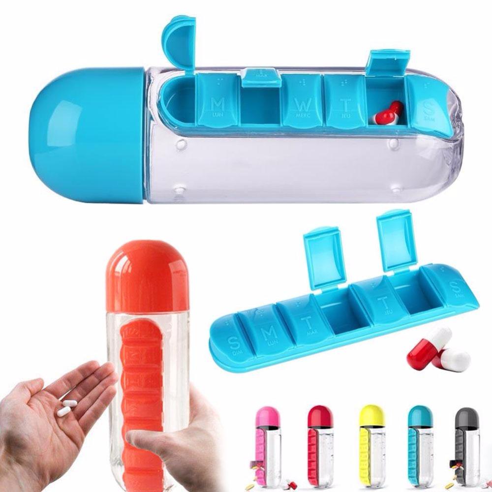 Pill Box Organizer With Water Bottle