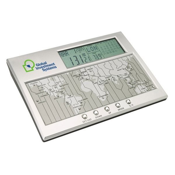 Digital World Time Clock Calendar