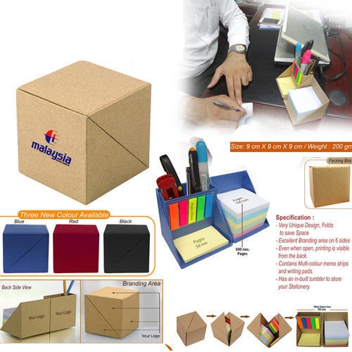 Eco Cube Sticky-Memo Pad with Stationery Holder 